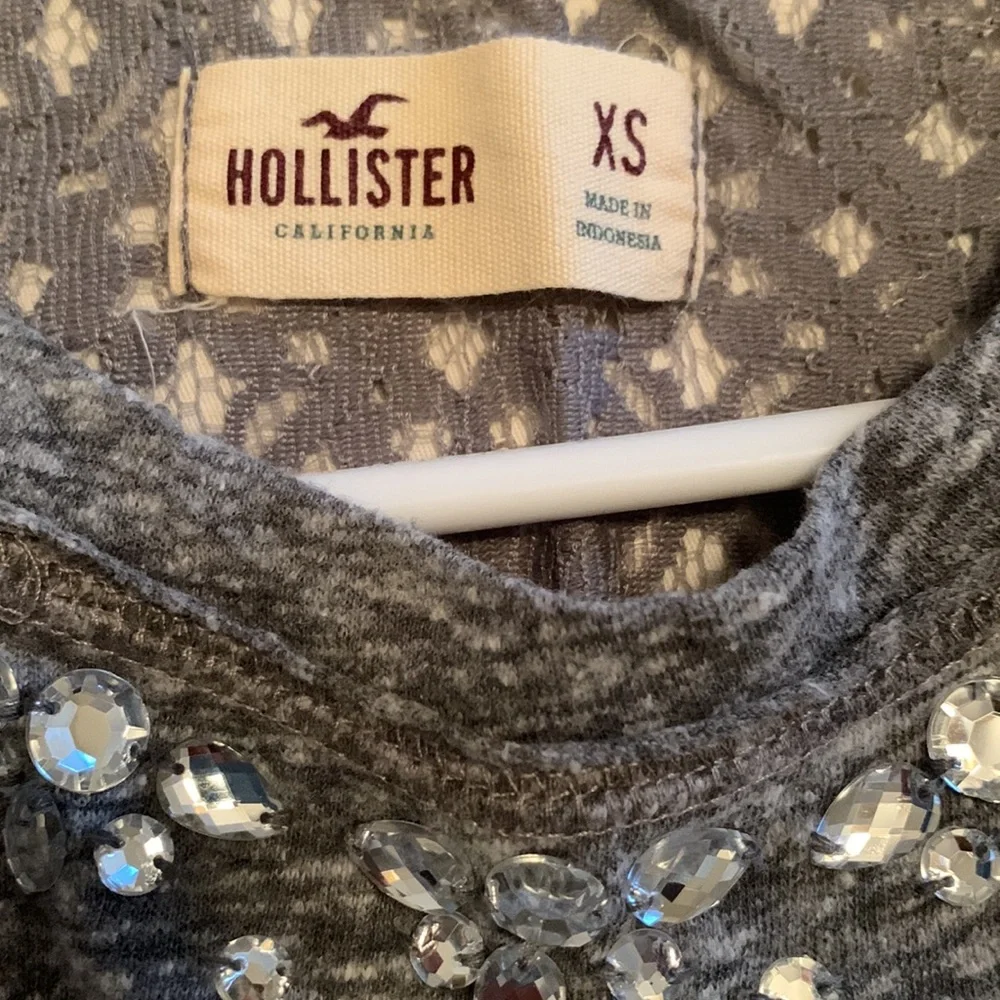 Hollister Shirt With Lace and Gemstones - Size XS